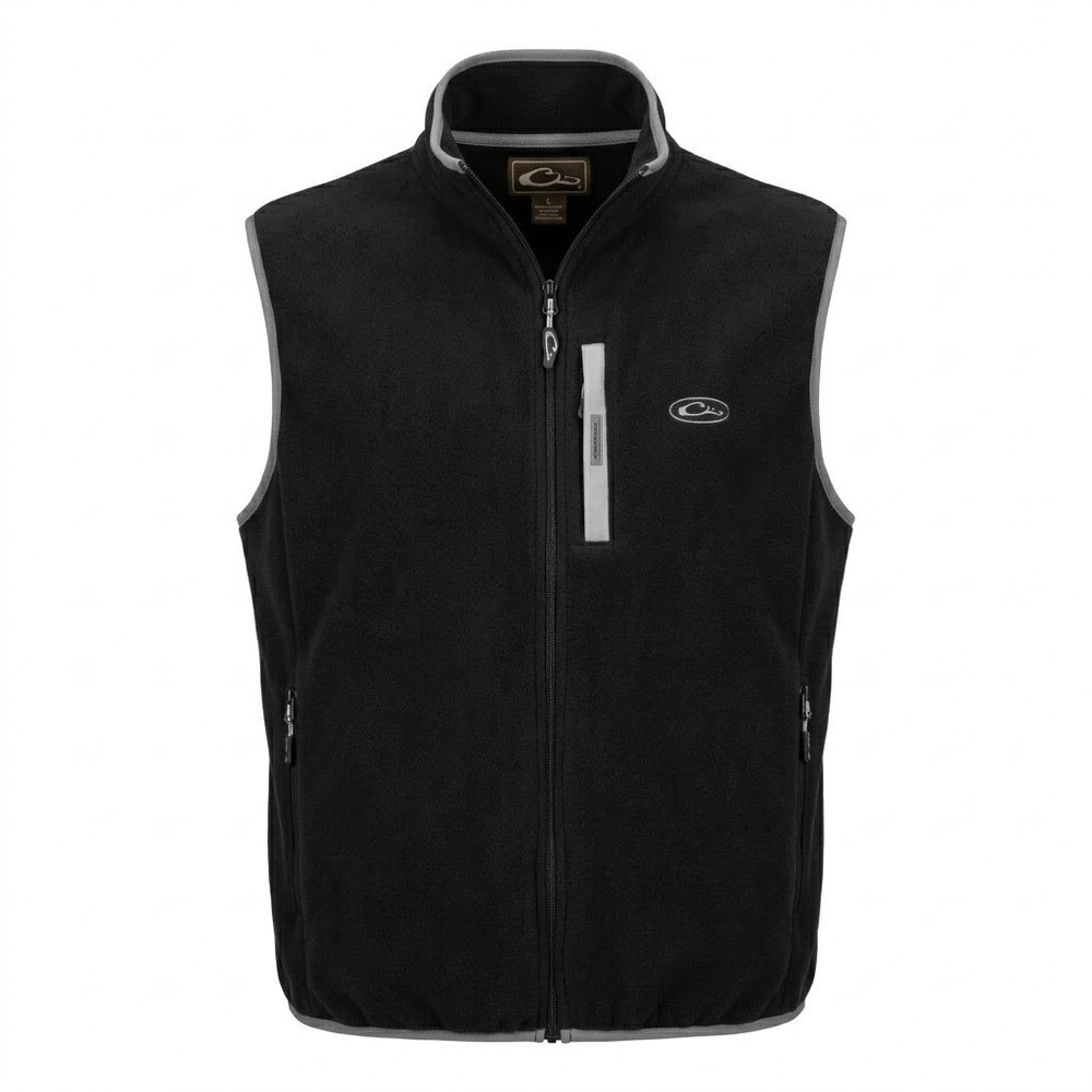 Drake Waterfowl Fleece Vest Men's XL Black Full Zip Hunting Magnattach - AC‎